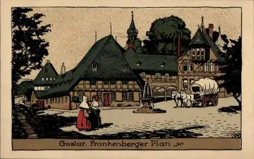 Steindruck Ak Goslar am Harz, Frankenberger Plan