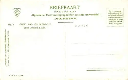 Ak Niederländische Marinesoldaten in Uniformen, An Bord eines Schiffes