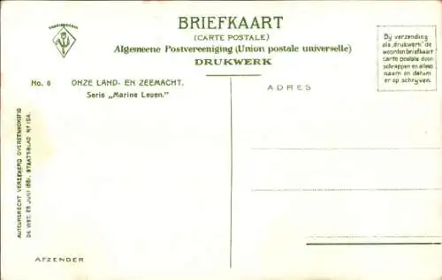 Ak Niederländische Marinesoldaten in Uniformen, An Bord eines Schiffes