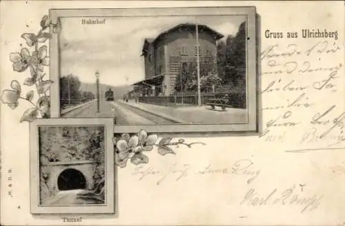 Passepartout Ak Ulrichsberg Grafling, Bahnhof, Tunnel