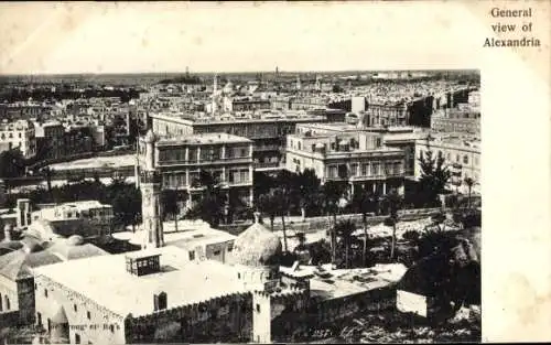 Ak Alexandria Ägypten, Blick auf den Ort, Minarett, Häuser
