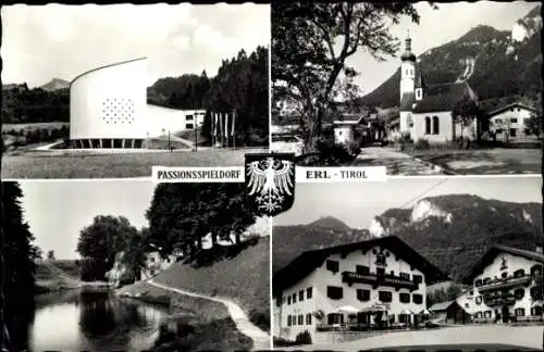 Ak Erl in Tirol, Passionsspieldorf, Kirche, Gasthof