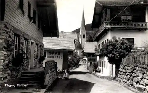 Ak Virgen in Tirol, Straße, Kirche, Spar Kaufhaus