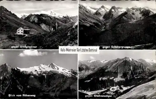 Ak Tirol, gegen Großglockner, gegen Schobergruppe, gegen Großvenediger, Höhenweg, Kals Matreier Törl