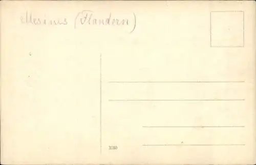 Foto Ak Messines Mesen Westflandern, Zerstörte Häuser, I. WK