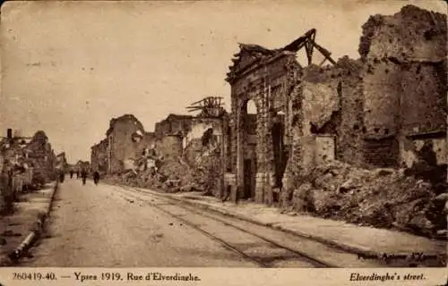 Ak Ypres Ypern Westflandern, 1919, Rue d'Elverdinghe