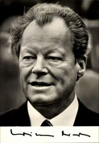 Ak Willy Brandt, Vorsitzender der SPD, Bundeskanzler, Porträt, Autogramm