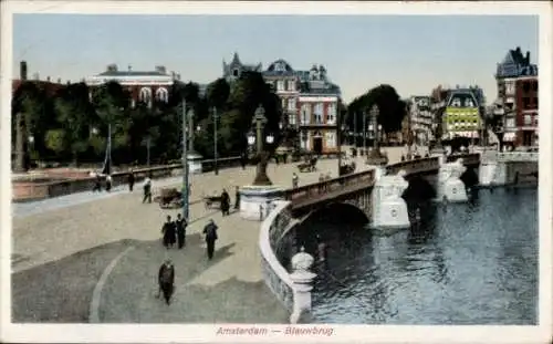 Ak Amsterdam Nordholland Niederlande, Blauwbrug