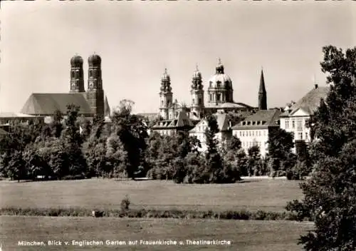 Ak München, Frauenkirche, Theatinerkirche, Blick vom Englischen Garten