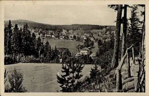 Ak Brückenberg bei Krummhübel Schlesien, Panorama vom Ort