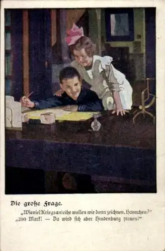 Künstler Ak Wennerberg, B., Kinder am Tisch, Kriegshilfe, Kriegsanleihe, Propaganda