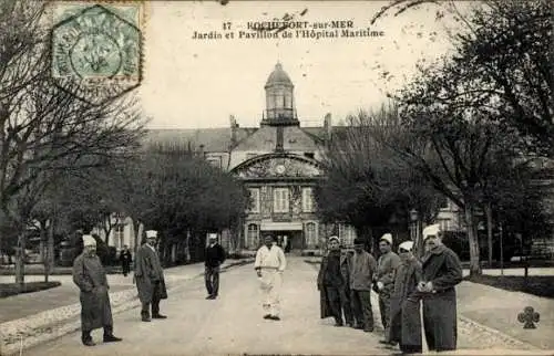 Ak Rochefort sur Mer Charente Maritime, Jardin, Pavillon de l'Hopital Maritime