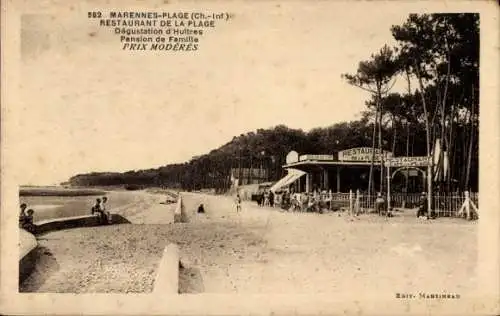 Ak Marennes Charente-Maritime, Strand, Strandrestaurant