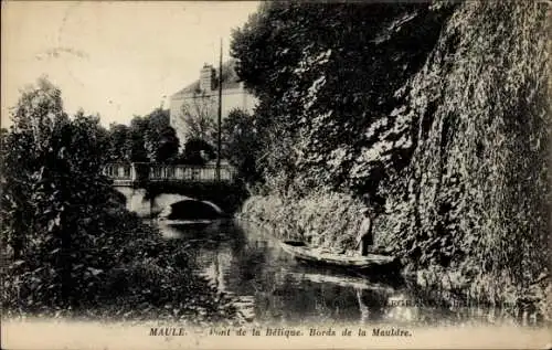 Ak Maule Yvelines, Pont de la Bélique, Ufer des Mauldre