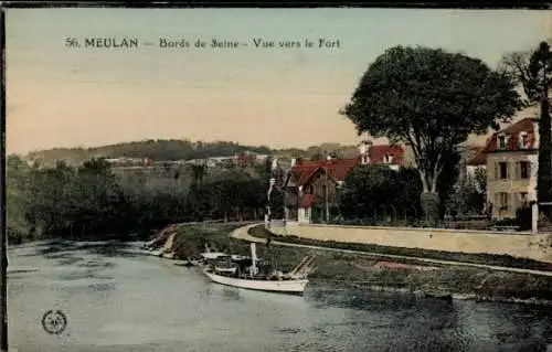 Ak Meulan en Yvelines, Bords de Seine Vue vers le Fort