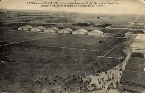 Ak Lyon Rhône, Flughafen, Luftansicht, Militärhangars