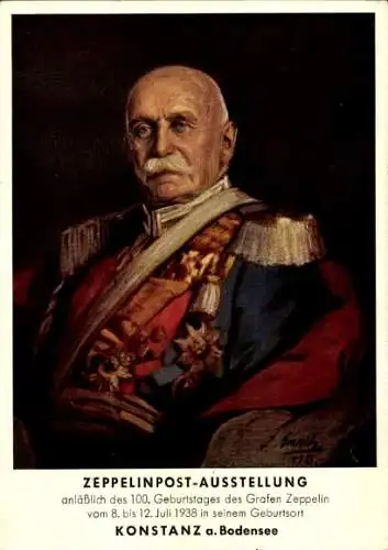 Künstler Ak Emerich, Graf von Zeppelin, Portrait als General der Kavallerie, Uniform