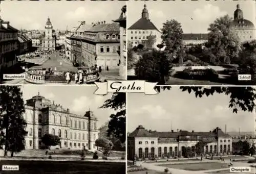 Ak Gotha in Thüringen, Hauptmarkt, Schloss, Museum, Orangerie