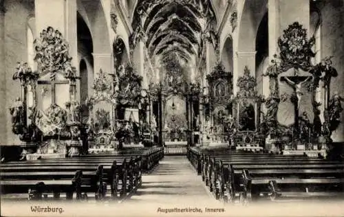 Ak Würzburg am Main Unterfranken, Augustinerkirche, Innenansicht