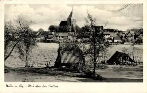 Ak Mölln im Herzogtum Lauenburg, Stadtsee, Kirchturm