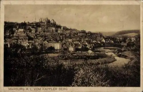 Ak Marburg an der Lahn, Totalansicht, Blick vom Kappler Berg