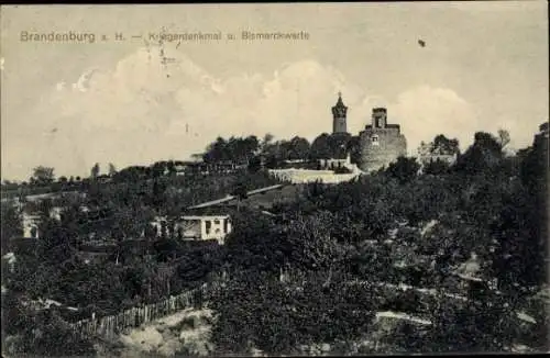 Ak Brandenburg an der Havel, Kriegerdenkmal, Bismarckwarte