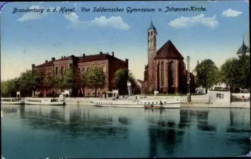 Ak Brandenburg an der Havel, Von Saldernsches Gymnasium, Johannes-Kirche