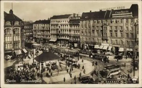 Ak Berlin Mitte, Alexanderplatz, Straßenbahnen, Engelhardthaus