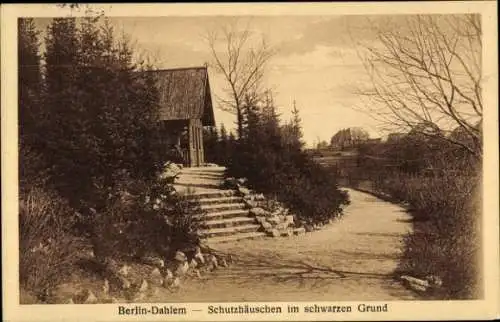 Ak Berlin Zehlendorf Dahlem, Schutzhäuschen im schwarzen Grund