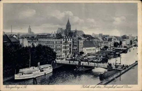 Ak Kaliningrad Königsberg Ostpreußen, Blick auf Kneiphof und Dom