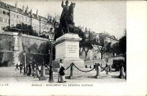 Ak Genf Genf Stadt, Denkmal von General Dufour