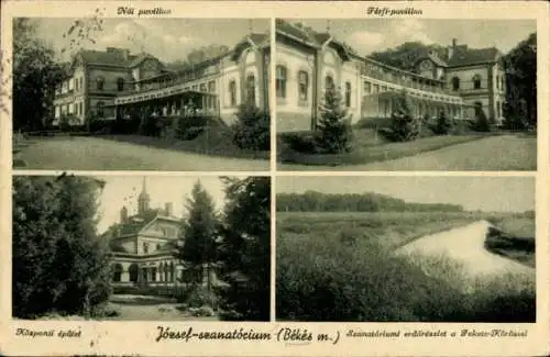 Ak Békés Ungarn, József Sanatorium, Herrenpavillon, Waldabschnitt