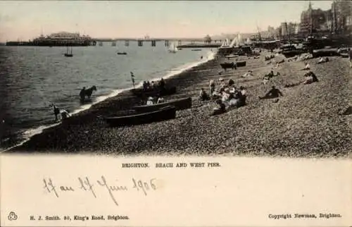 Ak Brighton East Sussex England. Strand, West Pier