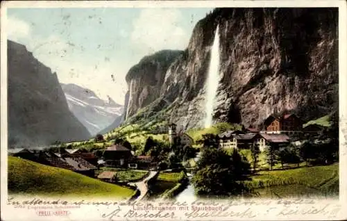 Ak Lauterbrunnen Kanton Bern, Teilansicht, Staubbach