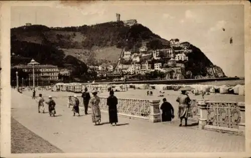 Ak Donostia San Sebastián Baskenland, Strand von Ondarreta