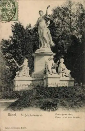 Ak Basel Stadt Schweiz, St. Jakobsdenkmal