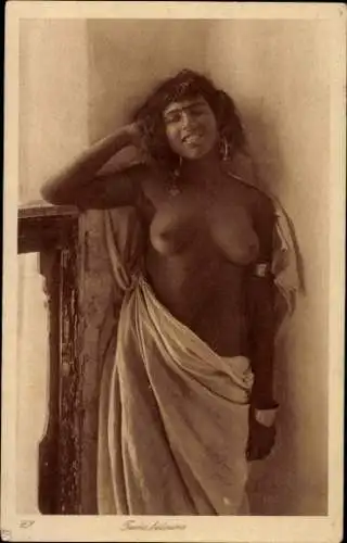 Ak Maghreb, Femme bédouine, Beduinin, Portrait, Barbusig, Lehnert & Landrock