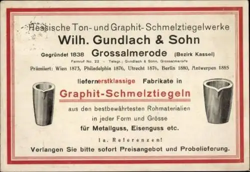 Ak Großalmerode in Hessen, Hessische Ton- und Graphit-Schmelztiegelwerke W. Gundlach und Sohn