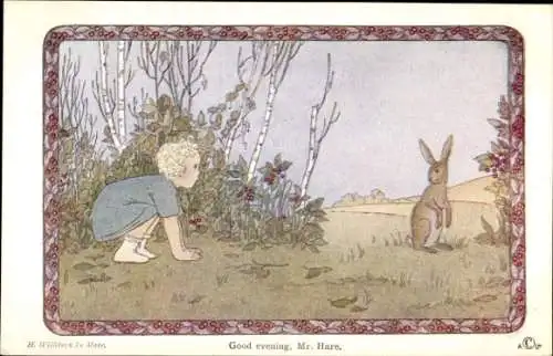 Künstler Ak Willebeek le Mair, Little People, Good Evening Mr. Hare