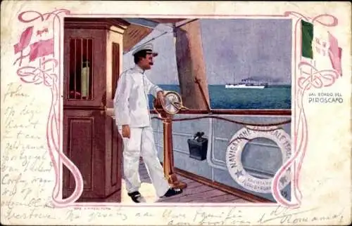 Künstler Ak Seemann an Bord eines Dampfers, NGI