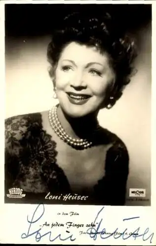 Ak Schauspielerin Loni Heuser, Portrait, Autogramm, Film An jedem Finger zehn