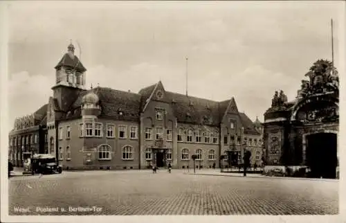 Ak Wesel am Niederrhein, Postamt, Berliner Tor