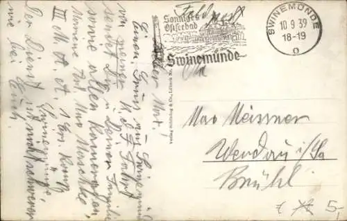 Ak Swinemünde Pommern, Hafen, Boote, Preußenhof