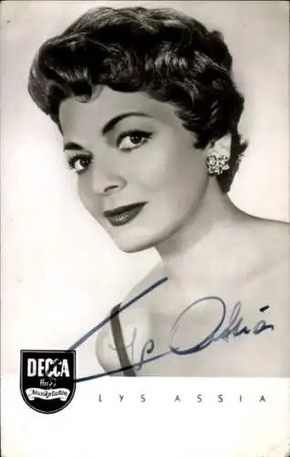 Ak Sängerin Lys Assia, Decca Schallplatten, Portrait, Autogramm