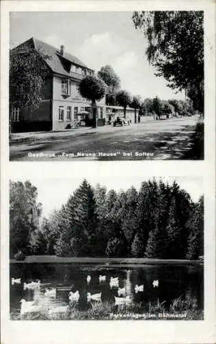 Ak Soltau Lüneburger Heide Niedersachsen, Gasthaus Zum neuen Haus, Parkanlagen, Böhmetal