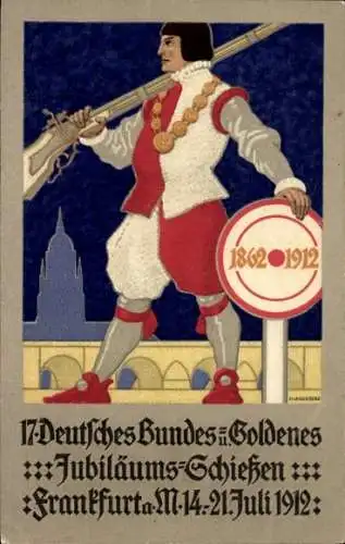 Ganzsachen Ak Frankfurt Main, 17. Dt. Bundesschießen 1912, Goldenes Jubiläums-Schießen, Zielscheibe