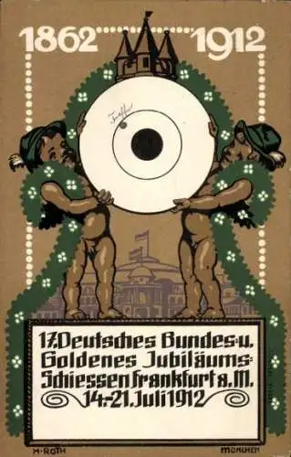 Ganzsachen Ak Roth, H., Frankfurt am Main, 17. Deutsches Bundesschießen 1912, Zielscheibe