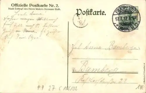 Ganzsachen Ak Roth, H., Frankfurt am Main, 17. Deutsches Bundesschießen 1912, Zielscheibe