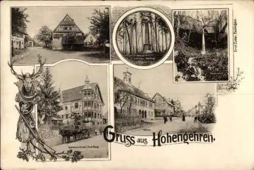 Ak Hohengehren Baltmannsweiler Baden Württemberg, Denkmal, Rathaus, Gasthaus z. Hirsch