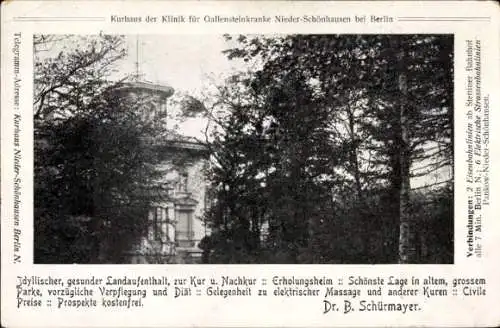 Ak Berlin Pankow Niederschönhausen, Kurhaus der Klinik für Gallensteinkranke